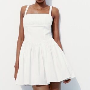 ZARA Voluminous Skirt Dress White 5107/301 Small